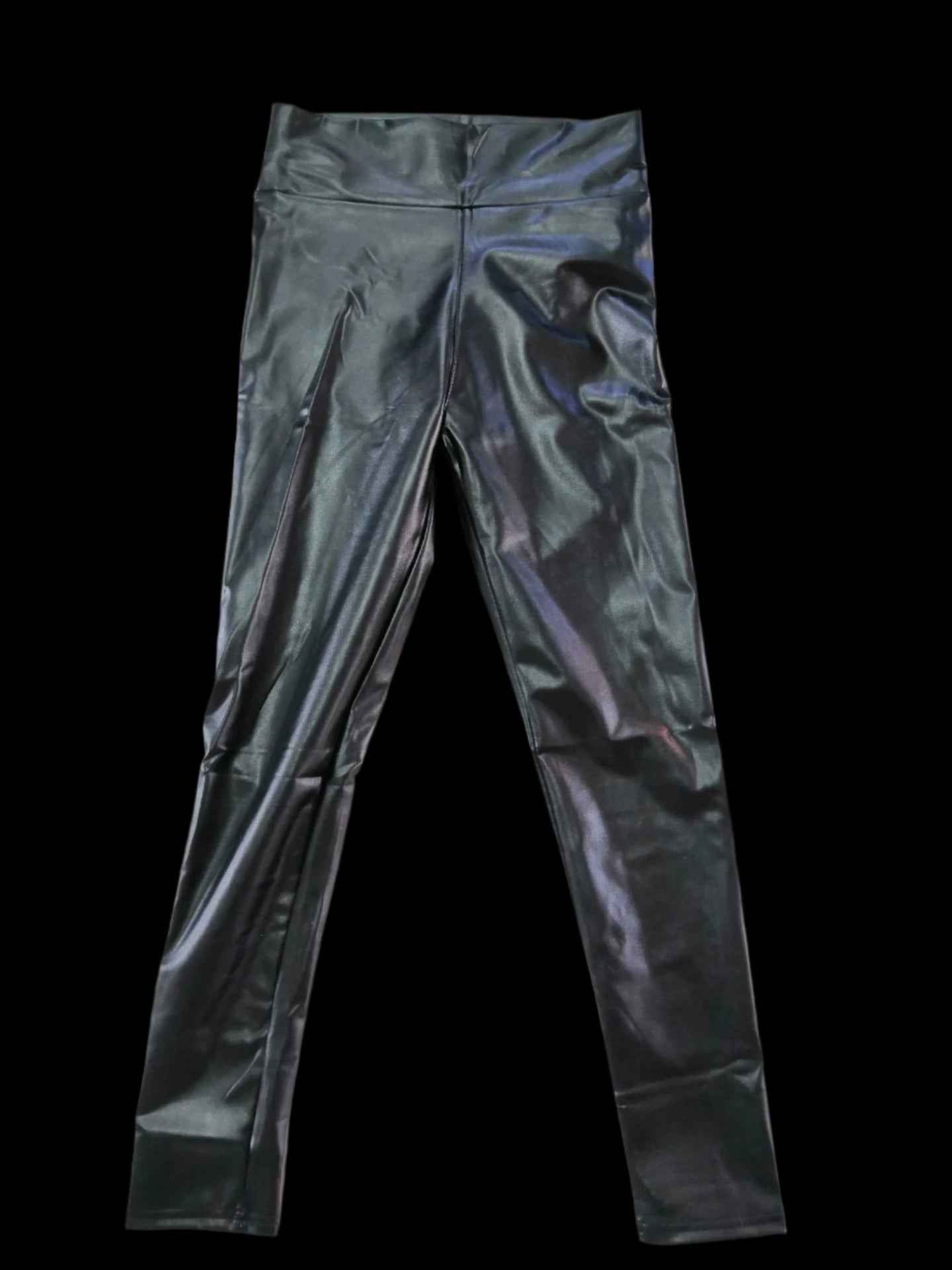 Reflective Elastic High Waist Leather Pants