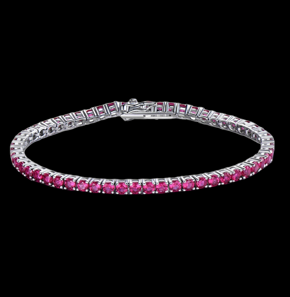 Tennis Bracelet Pink Silver