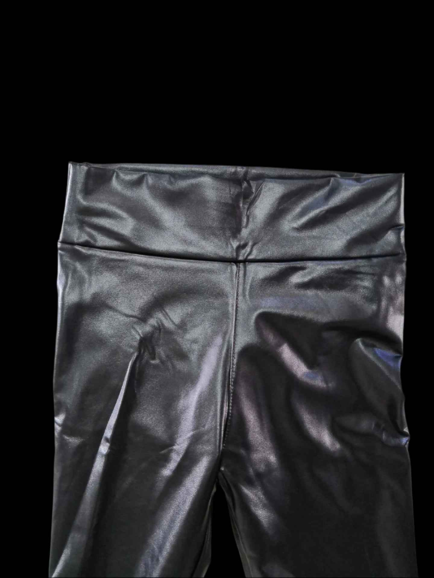 Reflective Elastic High Waist Leather Pants