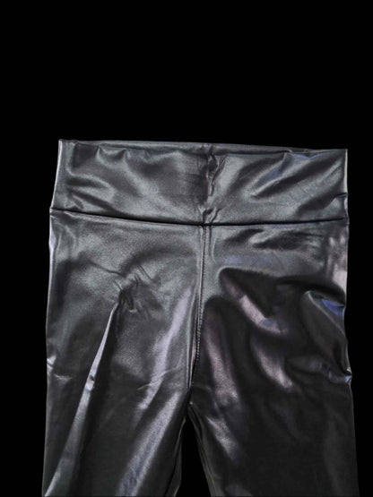 Reflective Elastic High Waist Leather Pants