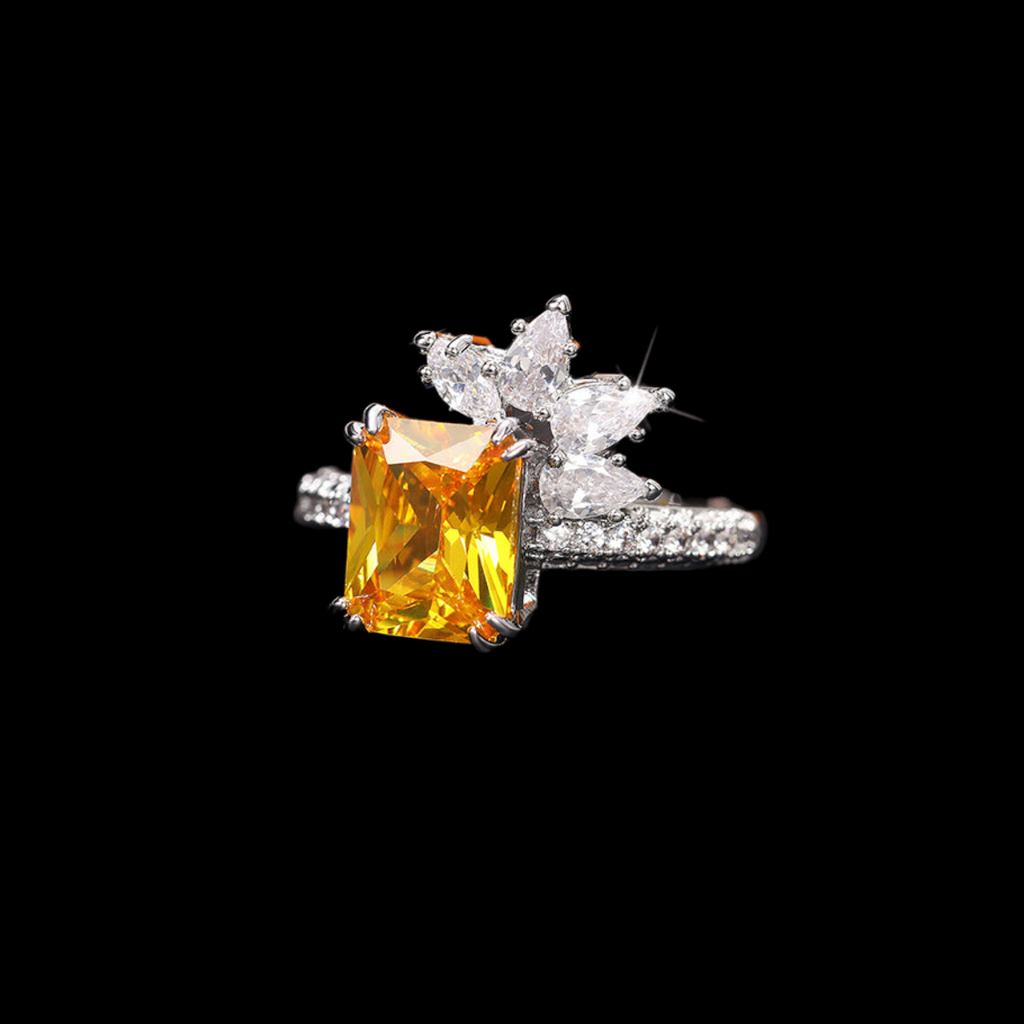 Flower Square Diamond Ring
