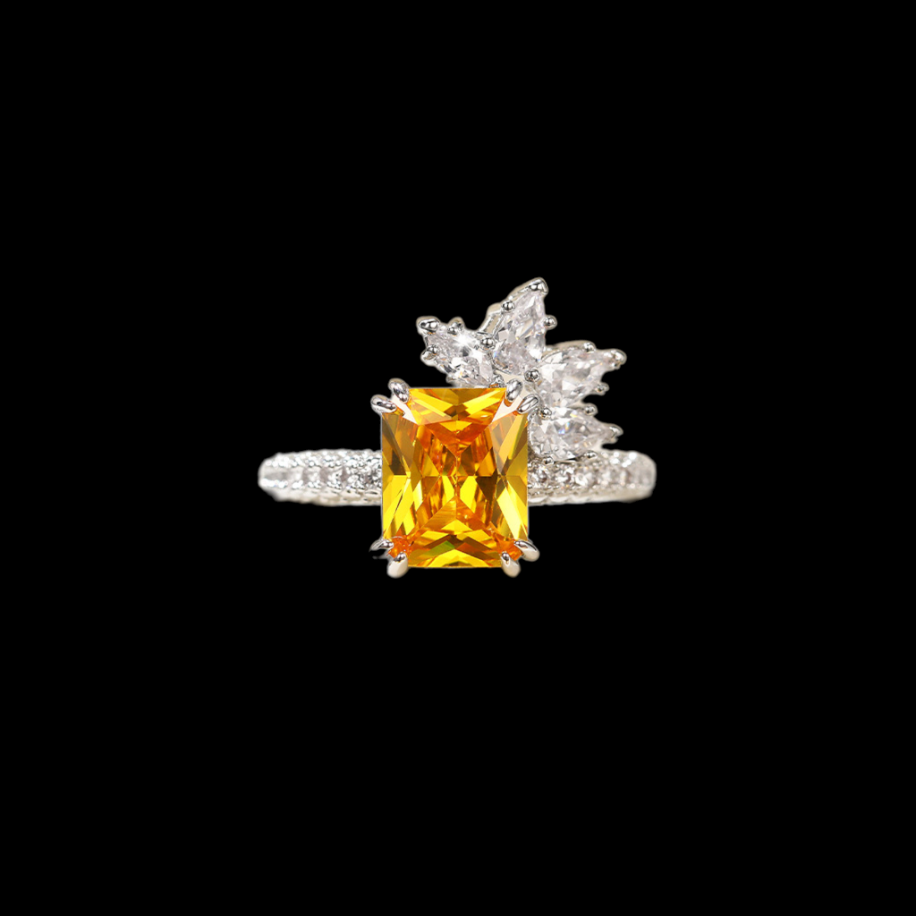 Flower Square Diamond Ring