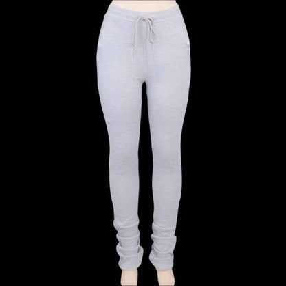 Elastic high-waist pleated drawstring slacks