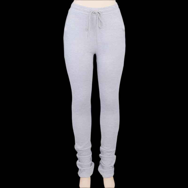 Elastic high-waist pleated drawstring slacks
