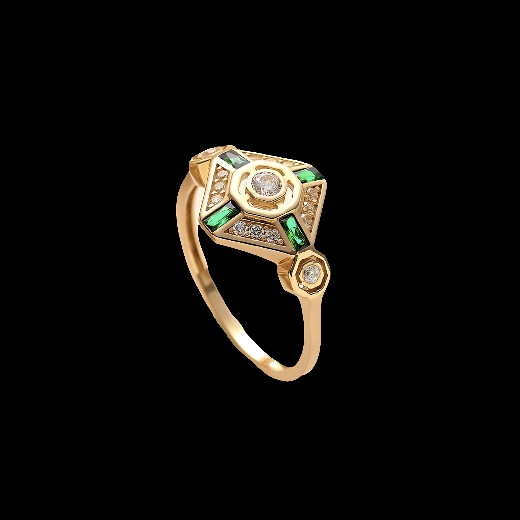 Emerald Square Diamond Ring