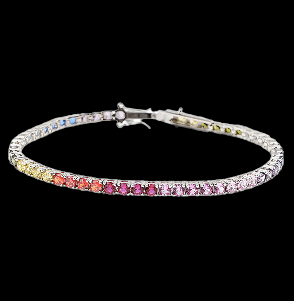 Tennis Bracelet Rainbow Silver